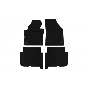 Mochete din covor cu două straturi, potrivite pentru VW Touran 2003-2007, cu 5 locuri, cu deschideri ovale, set de 4 bucăți, negre