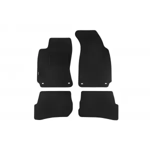 Mochete de podea din carpetă cu două straturi, potrivite pentru VW Passat 2001-2005, din țesătură Rex cu deschideri ovale, set de 4 bucăți, negre