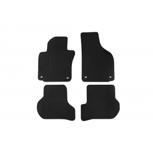 Tălpi de mochetă cu două straturi, potrivite pentru VW Golf V 2003-2008, Jetta 2005-2007, din material Rex cu deschideri ovale, set de 4 bucăți, negre.