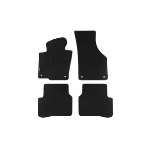 Covorașe de podea din mochetă cu două straturi, potrivite pentru VW Passat 2005-2010, Passat CC 2008-2012, din țesătură Rex cu deschideri ovale, set de 4 bucăți, negru.