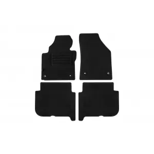 Covorașe de podea din mochetă cu două straturi, potrivite pentru VW Touran 2007-2015, cu 5 locuri, cu deschideri ovale, set de 4 bucăți, negre