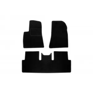 Mochete din covor cu două straturi, potrivite pentru Tesla Model 3 după 2018, din material Rex, set de 3 bucăți, negru
