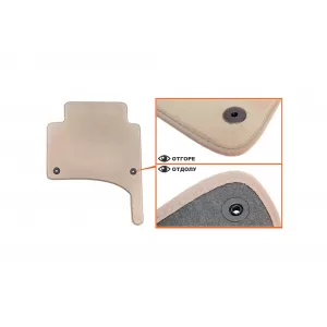 Mochete textile Petex Comet seria potrivite pentru Volkswagen Touareg 2002-2010, set de 4 bucăți, bej cu găuri de fixare rotunde-image-6241367