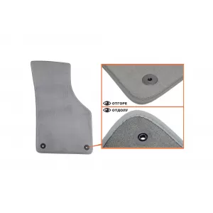 Mochete textile Petex Comet seria potrivite pentru Volkswagen Passat sedan, break 2005-2014, Volkswagen Passat CC 2012-2016, set de 4 piese, gri cu găuri de fixare rotunde-image-6241376