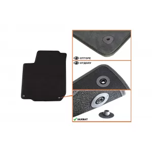 Three-layer textile floor mats suitable for Seat Toledo, Leon 1999-2005, set of 4 pieces, black