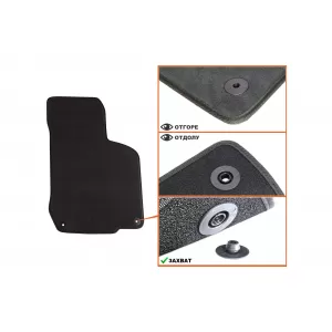 Three-layer textile floor mats suitable for Seat Toledo, Leon 1999-2005, set of 4 pieces, black