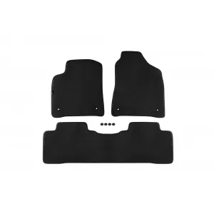 Three-layer textile floor mats suitable for Ssangyong Korando 2010-2019, set of 4 pieces, black