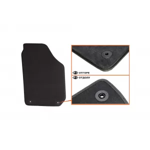 Three-layer textile floor mats suitable for Skoda Fabia 2007-2014, set of 4 pieces, black