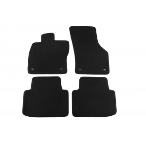 Three-layer textile floor mats suitable for VW Passat B8 sedan, estate, GTE hybrid after 2014, set of 4 pieces, black