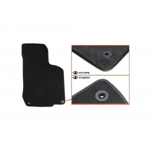 Mochete textile cu trei straturi din material Petex Style, potrivite pentru Volkswagen Golf IV 1998-2003, Beetle 1998-2011, Bora 1998-2005 cu găuri rotunde, set de 4 bucăți, negru-image-6241774