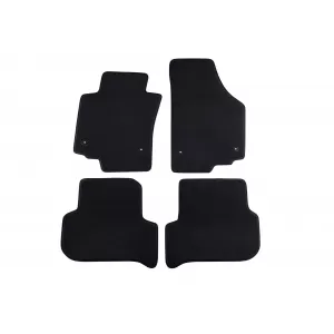 Mochete textile cu trei straturi potrivite pentru Seat Leon 2008-2012, cu clipsuri rotunde, set de 4 bucăți, negru