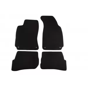 Tălpi de podea textile cu trei straturi din material Petex Style potrivite pentru VW Passat 2001-2005 cu găuri rotunde, set de 4 bucăți, negru