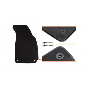 Tălpi de podea textile cu trei straturi din material Petex Style potrivite pentru VW Passat 2001-2005 cu găuri rotunde, set de 4 bucăți, negru-image-6242207