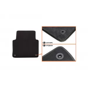 Three-layer textile floor mats suitable for Audi A8 2002-2010 short base, set of 4 pieces, black