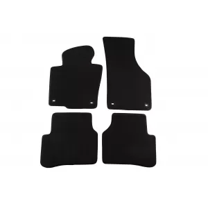 Three-layer textile floor mats Petex Style material suitable for VW Passat 2005-2010, Passat CC 2008-2012 with oval holes, set of 4 pieces, black