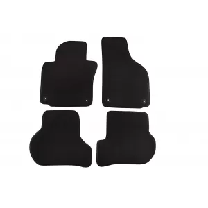 Tălpi de podea textile cu trei straturi, potrivite pentru VW Golf V 2003-2008, Golf VI 2008-2012, Scirocco 2008-2017, Jetta 2007-2010 cu găuri rotunde, set de 4 bucăți, negru