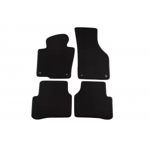 Mochete textile cu trei straturi din material Petex Style potrivite pentru VW Passat sedan, break 2005-2014, Passat CC 2012-2016 cu găuri rotunde, set de 4 bucăți, negru