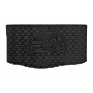 Rubber trunk mat suitable for Kia Picanto after 2017, with vehicle silhouette logo, black