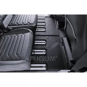 Specific rubber mats suitable for Ford Tourneo Custom after 2024, for second row seats, 2-piece set, black color-image-6250165