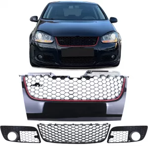 Grille without emblem + bumper grille set for VW Golf 5 GTI 03-09