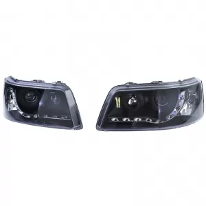 Fari anteriori con luce diurna a LED di colore nero, adatti per VW Transporter Bus T5 03-09-image-6257162