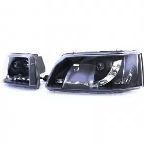 Fari anteriori con luce diurna a LED di colore nero, adatti per VW Transporter Bus T5 03-09-image-6257164