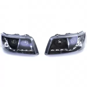 Fari anteriori con luce diurna a LED di colore nero, adatti per VW Transporter Bus T5 03-09-image-6257165