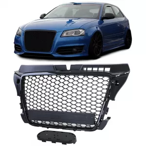 Honeycomb Grille Radiator Grille Sport Look Black Gloss Matte for Audi A3 8P 08-13