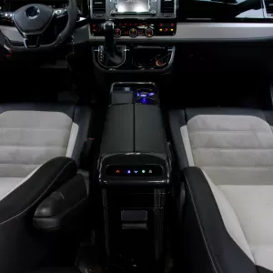 Console centrale di lusso con frigorifero nera lucida adatta per VW T6 T6.1-image-6257343