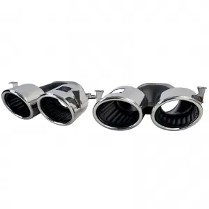 Diffusore posteriore nero lucido + doppi terminali di scarico cromati adatto per Mercedes CLA C118 X118-image-6257371