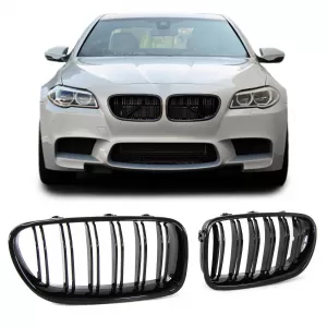 Double Slat Kidney Grille Performance Gloss Black for 5 Series BMW F10 F11 2010-2017