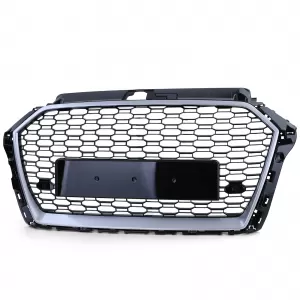 Sport grille honeycomb grille black gloss silver for Audi A3 8V 16-20 without ACC