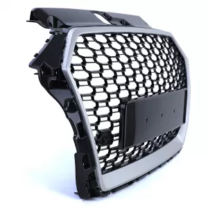 Sport grille honeycomb grille black gloss silver for Audi A3 8V 16-20 without ACC