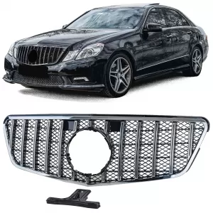 Sport grille black chrome for Mercedes E W212 S212 pre-facelift 09-13