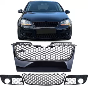 Sport grille with chrome strip + bumper mesh for VW Golf 5 GTI 03-09