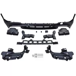 Diffusore posteriore sportivo + terminali di scarico neri adatti per Mercedes GLC X253 19-22 facelift-image-6257818