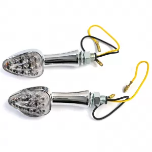 Universal motorcycle chrome clear glass LED indicator set SPIRIT with E-mark