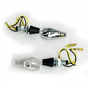 Universal motorcycle clear glass LED indicator set PEAK chrome with E-mark
