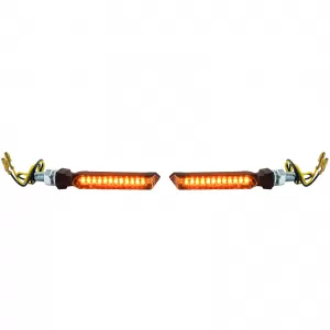 Motorcycle LED Mini Turn Signal Flat Style Black Clear Lens with E-Mark