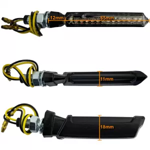 Motorcycle LED Mini Turn Signal Flat Style Black Clear Lens with E-Mark