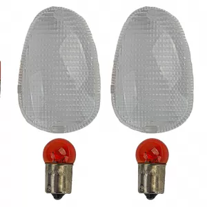 Clear glass motorcycle indicator lenses including bulbs for Triumph with E-mark