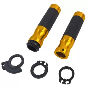 Motorcycle Aluminum Grip Set Handlebar Grips Sport Line Pair Gold incl. Throttle Cable Adapter