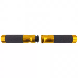 Motorcycle Aluminum Grip Set Handlebar Grips Sport Line Pair Gold incl. Throttle Cable Adapter