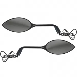 Motorcycle Universal Scooter Mirror Pair with LED Indicator Metal Housing Black