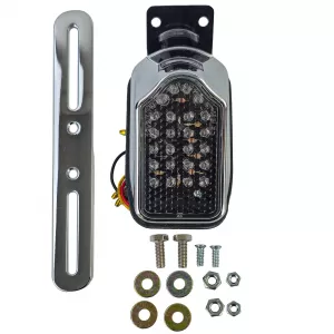 Motorcycle LED Tombstone Mini Taillight Chrome / Black