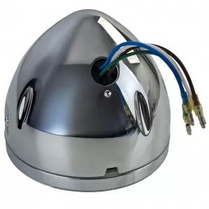 Syline Headlight 5 3/4 inch Chrome LED Ring E-approved Universal Motorcycle H4