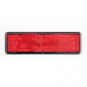 Universal motorcycle reflector 9x2.5cm red with adhesive pad and E-mark