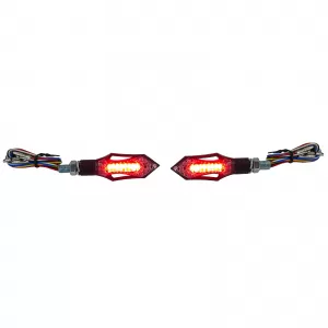 Motorcycle LED Indicator Taillight Combo Black Clear Pair with E-Mark