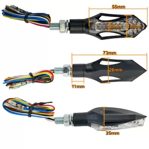 Motorcycle LED Indicator Taillight Combo Black Clear Pair with E-Mark