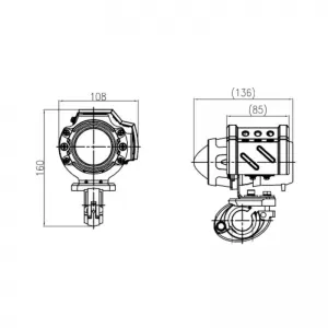 Motorcycle Universal H1 Projector Auxiliary Headlight Driving Light Left